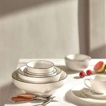 Wareland Large Serving Bowls, 85 Ounce Big Salad Bowls, 10 Inch White Ceramic Fruit Bowl, Pho Bowls Set of 2, Mixing Bowls for Kitchen, Serving Dishes for Entertaining, Microwave & Dishwasher Safe