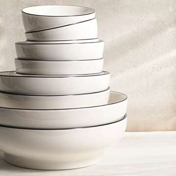 Wareland Large Serving Bowls, 85 Ounce Big Salad Bowls, 10 Inch White Ceramic Fruit Bowl, Pho Bowls Set of 2, Mixing Bowls for Kitchen, Serving Dishes for Entertaining, Microwave & Dishwasher Safe