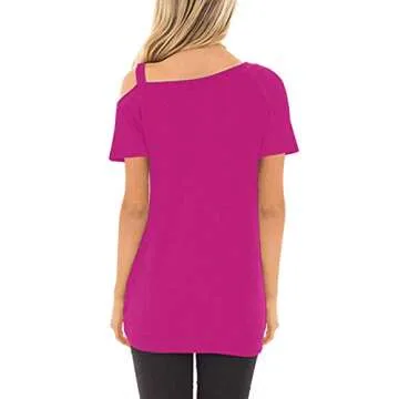 Stylish TEMOFON Cold Shoulder Top for Women Summer Shirt