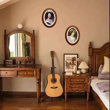 GRRONZEE 2 Pack Oval Picture Frame 5x7 Brown Oval Photo Frames, 5 by 7 Oval Wall Picture Frame Photo Frame for Home Decor, Photo Gallery