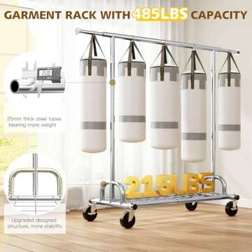 Raybee Heavy Duty Clothes Rack, Clothing Rack Load 485 LBS, Metal Garment Rack, Rolling Clothes Rack...