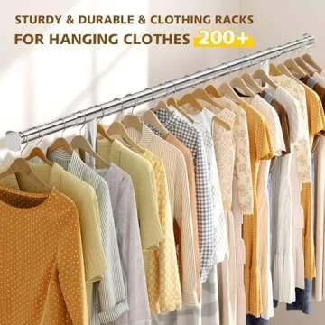 Raybee Heavy Duty Clothes Rack, Clothing Rack Load 485 LBS, Metal Garment Rack, Rolling Clothes Rack for Hanging Clothes, Portable Clothes Rack with Sturdy Wheels