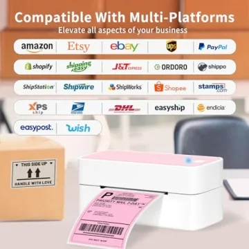 ASprink Bluetooth Thermal Label Printer - 241BT Wireless Shipping Label Printer for Small Business & Packages, Pink Thermal Label Printer Shipping Label Maker, Compatible with iPhone, USPS, Amazon