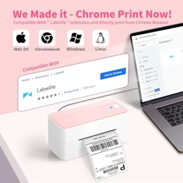 ASprink Bluetooth Thermal Label Printer - 241BT Wireless Shipping Label Printer for Small Business & Packages, Pink Thermal Label Printer Shipping Label Maker, Compatible with iPhone, USPS, Amazon