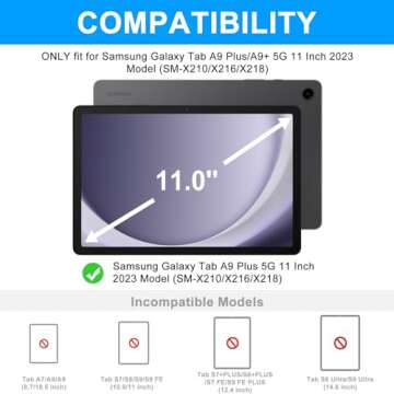 Keyboard Case for Samsung Galaxy Tab A9+ Tablet 11”, Dechatable Keyboard Bluetooth, Smart Cover Ga...