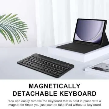 Keyboard Case for Samsung Galaxy Tab A9+ Tablet 11”, Dechatable Keyboard Bluetooth, Smart Cover Galaxy A9 Plus Tablet Case with Keyboard, Leather Folio Case for Tab A9 Plus with Pencil Holder, Black