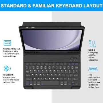 Keyboard Case for Samsung Galaxy Tab A9+ Tablet 11”, Dechatable Keyboard Bluetooth, Smart Cover Galaxy A9 Plus Tablet Case with Keyboard, Leather Folio Case for Tab A9 Plus with Pencil Holder, Black