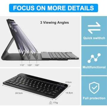 Keyboard Case for Samsung Galaxy Tab A9+ Tablet 11”, Dechatable Keyboard Bluetooth, Smart Cover Galaxy A9 Plus Tablet Case with Keyboard, Leather Folio Case for Tab A9 Plus with Pencil Holder, Black