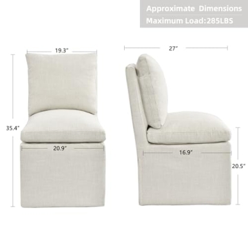 Stylish DUHOME Upholstered Accent Chair with Casters