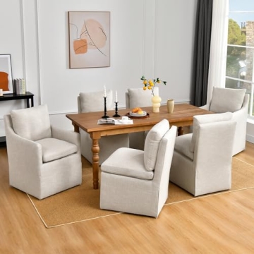 Stylish DUHOME Upholstered Accent Chair with Casters