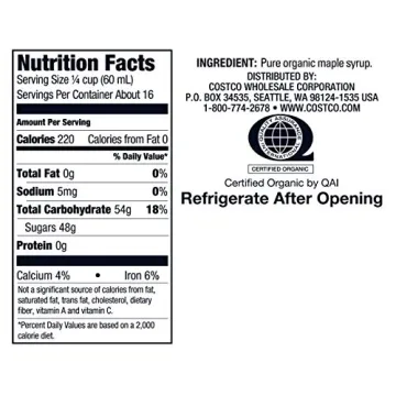 Premium Kirkland Organic Gluten Free Maple Syrup 1L