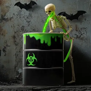 Puking Skeleton Decor with Black Light