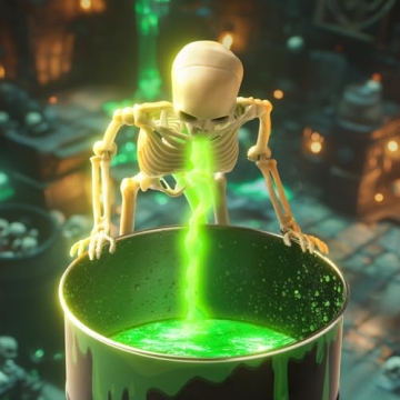 Puking Skeleton Decor with Black Light