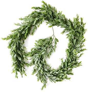 Oh You’re Lovely | 3 pcs Artificial Large Ruscus Leaves Greenery Garland | 65" | Plastic | Faux Fl...