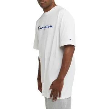 Champion, Classic Graphic, Soft and Comfortable T-Shirts for Men, Logo (Reg. or Big & Tall), White Script, X-Large