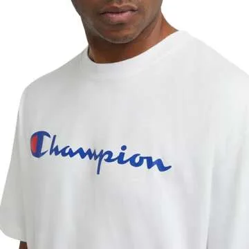 Champion, Classic Graphic, Soft and Comfortable T-Shirts for Men, Logo (Reg. or Big & Tall), White Script, X-Large