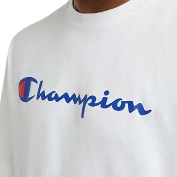 Champion, Classic Graphic, Soft and Comfortable T-Shirts for Men, Logo (Reg. or Big & Tall), White Script, X-Large