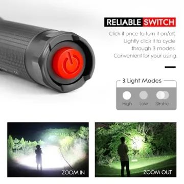 WdtPro S3000 High-Powered LED Flashlight - Waterproof and Bright