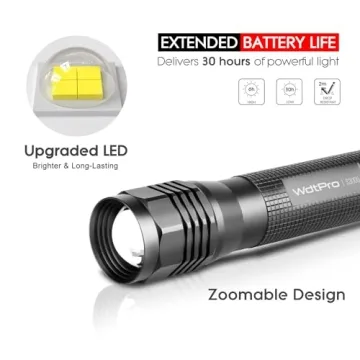 WdtPro S3000 High-Powered LED Flashlight - Waterproof and Bright