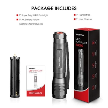 WdtPro S3000 High-Powered LED Flashlight - Waterproof and Bright