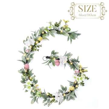 Valery Madelyn 6FT Pastel Easter Egg Garland with Lights