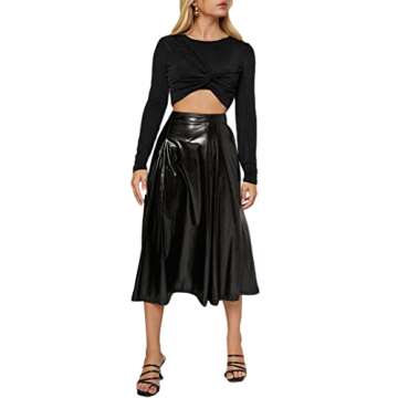 Remidoo Women's Sexy Cut Out Keyhole Long Sleeve Crop Top Twist Front Slim Fit T Shirt