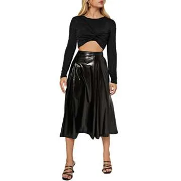 Remidoo Women's Sexy Cut Out Keyhole Long Sleeve Crop Top Twist Front Slim Fit T Shirt