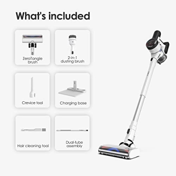 Tineco Pure ONE S15 Essentials Smart Cordless Vacuum Cleaner, Stick Vacuum with Anti-Tangle Brush & Fade-Free Suction, Deep Clean for Hard Floor & Carpets, Pet Hair Cleaning with Led Headlights