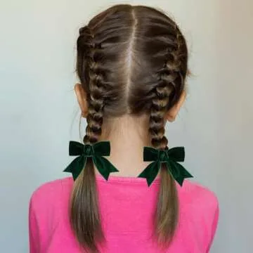 Cute Green Velvet Hair Bow Clips 3" Fall Bowknot Alligator Barrettes Hairpins for Baby Girls,Toddlers, Kids,Teens Christmas Party Dress Accessories Handmade Birthday Gift 2 Pack