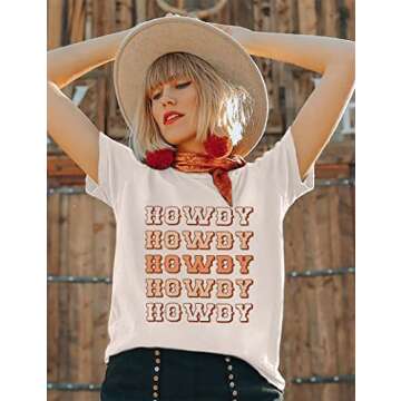 BANGELY Howdy Cowgirl Shirt Women Western Southern Retro Shirt Cute Country Music Graphic Tees Summe...