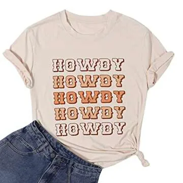 BANGELY Howdy Cowgirl Shirt Women Western Southern Retro Shirt Cute Country Music Graphic Tees Summer Colorful Shirt