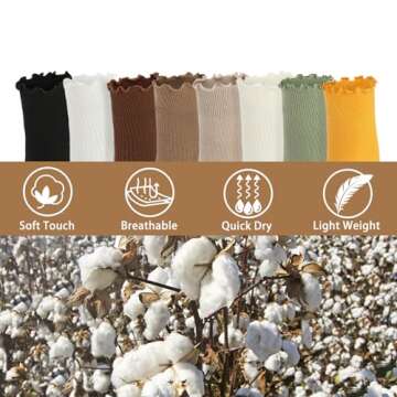 Fandecie 8 Pairs Frilly Socks Women,Ruffle Socks for Girl Women,Cute Ankle Socks for Women,Solid Color Lettuce Edge Comfort Breathable One Size 5-9,White,Black and Grey