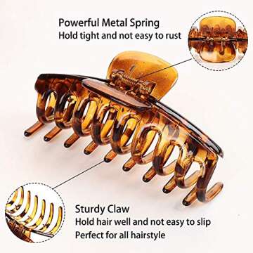 Claw Clips Large Hair Claw Clip Leopard Print Jumbo Hair Jaw Clip Tortoise Claw Clip for Women Long ...