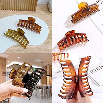 Stylish Jumbo Leopard Print Hair Claw Clips - 6Pcs