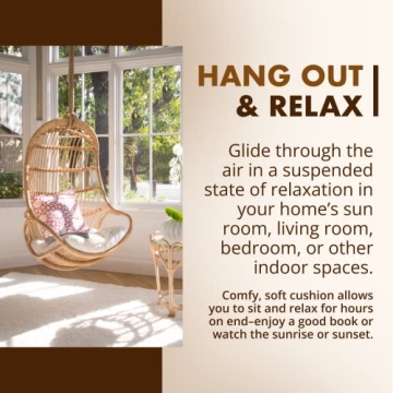 KOUBOO Handwoven Rattan Swing Chair for Stylish Relaxation