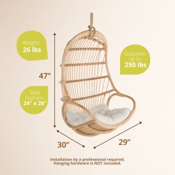 KOUBOO Handwoven Rattan Swing Chair for Stylish Relaxation