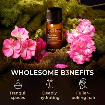 Gya Labs Egyptian Geranium Essential Oil for Diffuser - 0.34 Fl Oz - 100% Pure Natural Aromatherapy Geranium Oil for Skin, Hair Care, Massages & Candle Making Scent