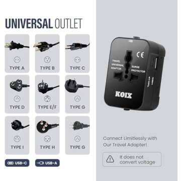Universal Travel Adapter - All-in-one Worldwide Plug Adapter & Converter for Travels - International Power Adapter - USB and USB C Ports - Universal Charger - Compatible with Apple Devices
