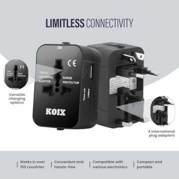 Universal Travel Adapter - All-in-one Worldwide Plug Adapter & Converter for Travels - International Power Adapter - USB and USB C Ports - Universal Charger - Compatible with Apple Devices