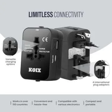 Universal Travel Adapter - All-in-one Worldwide Plug Adapter & Converter for Travels - International Power Adapter - USB and USB C Ports - Universal Charger - Compatible with Apple Devices