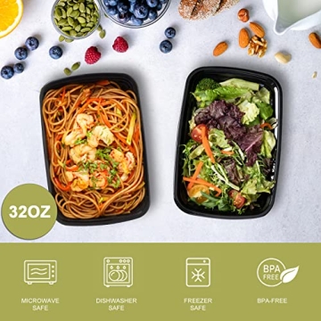 Ezalia Meal Prep Containers 15 Pack 32oz Durable Leakproof