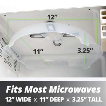 HOVER COVER Magnetic Microwave Splatter Cover, Clear Microwave Cover for Food - Vented & Magnetic, 12-inch, Food Grade Plate Cover, BPA Free - Onyx