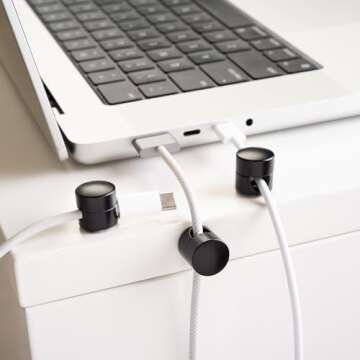 ICONIT Cable Anchors for Desk Organization - Premium Aluminum Cable Management Clips | Stylish, Dura...