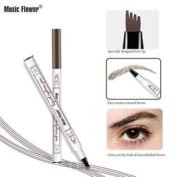 Eyebrow Pen,MoonKong 4 Point Eyebrow Pencil Waterproof Eye Brown Makeup,Eyebrow Kits with 3 Eyebrow Stencil,1 Brow Razor(2# Brown)