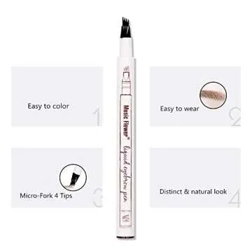 Eyebrow Pen,MoonKong 4 Point Eyebrow Pencil Waterproof Eye Brown Makeup,Eyebrow Kits with 3 Eyebrow Stencil,1 Brow Razor(2# Brown)