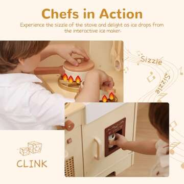 Leeshyah Play Kitchen for Kids, Wooden Play Kitchen Set with Realistic Features, Small Play Kitchen Toy Designed Ideal for Toddlers, for Ages 3+