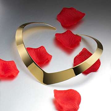 Forleiton High Polished Stainless Steel Necklace Love Choker Heart Shape Women Statement Jewelry (Ye...