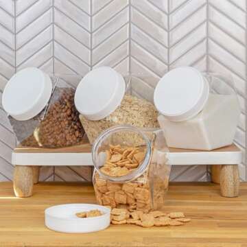 Cornucopia Brands Plastic Hexagon Shaped Jars (4-Pack, 30oz); Value Pack of Containers for Snacks, G...