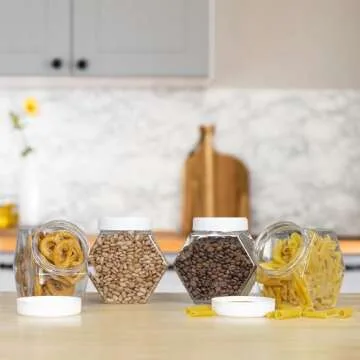 Cornucopia Hexagon Jars 30oz - Snack Containers 4-Pack