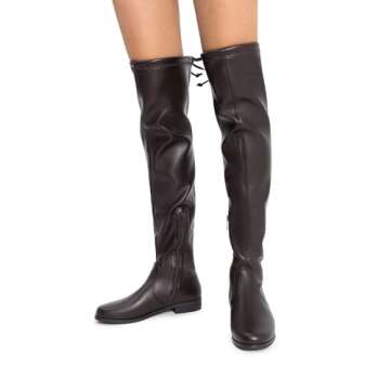 DREAM PAIRS Women's Thigh High Boots Low Block Heel Casual Fashion Over the Knee Boots,Size 6.5,Brown-Pu,SDOB2402W
